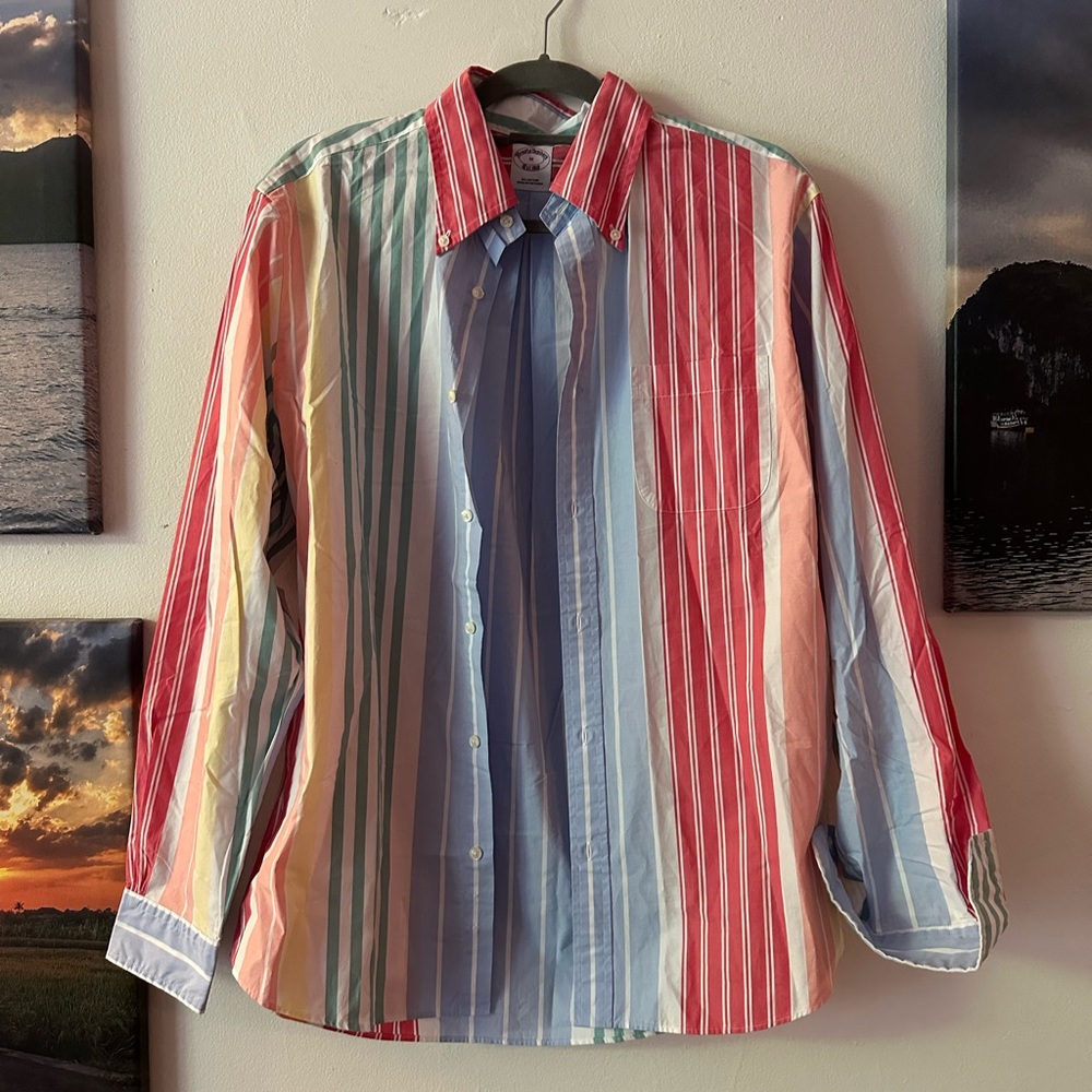 Brooks Brothers Oversized Button Down Multi Color Striped